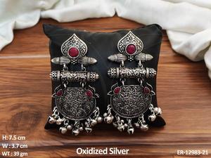 Ropa de fiesta de diseñador, accesorios de joyería pulida de plata oxidada de diseñador antiguo, Pendientes colgantes oxidados, conjuntos de joyería para mujer - Product Image 6