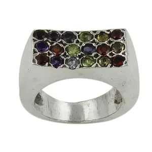Anillo de Plata con Múltiples Piedras Preciosas para Mujer, Joyería de Moda con Diamantes de Corte Ovalado, Chapado en Oro y Rodio, Engaste de 18K - Product Image 2