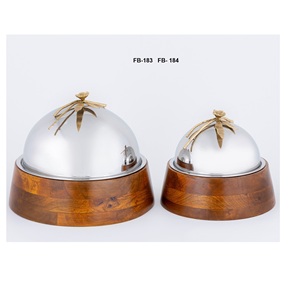 Serveur alimentaire moderne en bois et acier inoxydable d'une capacité de 3 litres avec poignée en laiton à motif floral HotCase et HotPot pour usage domestique - Product Image 4