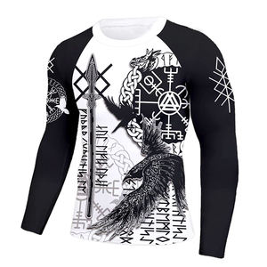 2024 haute qualité Logo personnalisé imprimé MMA Rash Guard hommes à manches longues Fitness vêtements de sport chemises en gros MMA vêtements de sport - Product Image 2