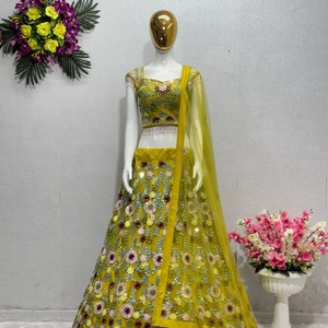 NUDAL WEAR LOURD DOUX NET RÉEL MIROIR TRAVAIL LEHENGAS CHOLI AVEC DUPATTA - Product Image 1