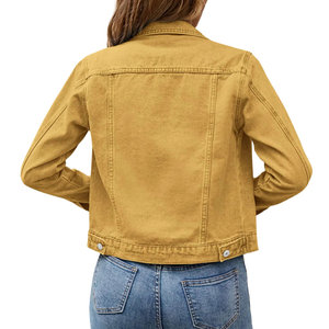 Chaqueta Vaquera Corta de Diseño Moderno para Mujer, OEM, Alta Calidad, 100% Algodón, Cuello Camisero, Transpirable - Product Image 6