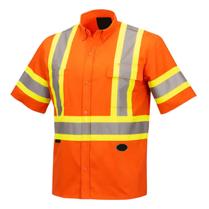 Polo à manches longues en polyester réfléchissant orange Vêtements de travail de sécurité haute visibilité certifiés CE pour les routes de construction industrielle - Product Image 2
