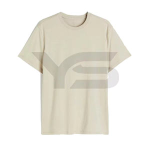 Vente en gros 100% coton T-shirt à col rond de haute qualité 250 Gsm Street Style col rond coupe ajustée décontracté Logo personnalisé solide court personnalisé - Product Image 1