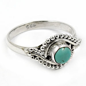 สินค้าขายดี925เงินสเตอร์ลิงพลอยเทอร์ควอยซ์ธรรมชาติมีสไตล์สง่างามแหวน December birthstone เครื่องประดับอินเดีย - Product Image 1