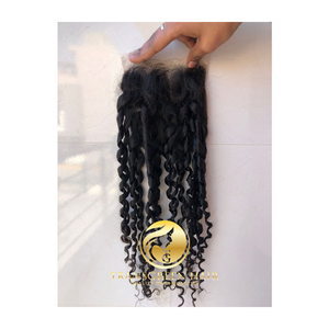 100% Raw sin procesar Virgen Natural 5x5 Cierre rizado Bouncy Curl Extensión de cabello humano para compradores a granel al precio más bajo - Product Image 1