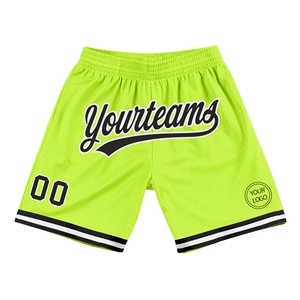 Shorts de basketball personnalisés vert néon noir-blanc authentiques style rétro - Industrie Direct - Product Image 1