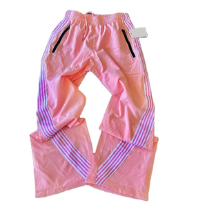 Nouveau pantalon de survêtement unisexe en nylon imperméable à jambe large, style ample, rayures incurvées, respirant, grande taille pour homme - Product Image 4