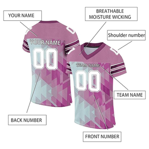 Dernier uniforme sportif personnalisable de football américain pour hommes, maillot respirant avec nom et numéro de l'équipe imprimés - Product Image 3