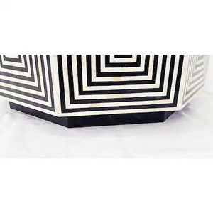 Table basse hexagonale personnalisable moderne de luxe avec design d'incrustation d'os de tabouret latéral pour les meubles de salon à la maison - Product Image 3