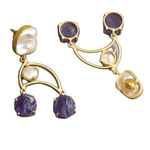 Pendientes de Perlas Hechos a Mano con Auténticas Perlas de Piedras Preciosas, Chapados en Oro Pulido y Joyería de Alta Calidad - Product Image 3