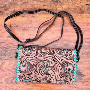 Nuevo bolso de mano de cuero con pelo occidental para mujer, bolso de mano de cuero genuino con borlas, bolso de mano de piel de vaca tostada con herramientas florales - Product Image 3