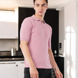 2024 Customized Men's <b>Zip</b>-Top for Polo <b>Shirt</b> Fashion Casual Cotton Knit T-<b>Shirt</b> Embroidered Striped Pattern Slim Fit Formal - Product Image 4