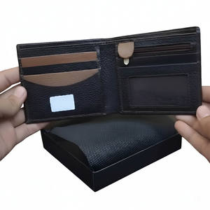 Portefeuille en cuir véritable à double pliage pour hommes avec plusieurs emplacements pour cartes, fenêtre d'identification transparente, compartiment à monnaie et design fin - Product Image 2