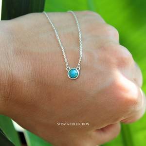 Delicado collar de turquesa en plata de ley colgante de piedras preciosas azules regalo de joyería apilable para mujeres hoy - Product Image 5