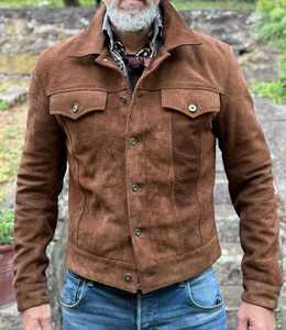 Vente en gros de vestes en cuir véritable pour hommes veste en cuir véritable en peau de vache marron veste en cuir véritable saison d'hiver à la mode - Product Image 1