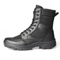 Botte de chaussure de combat noir coupe haute fermeture éclair latérale formation hommes bottes respirantes ultra légères chaussures botte de garde de sécurité