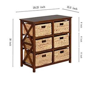 Armoire de rangement en bois avec paniers en jacinthe d'eau tressés - Product Image 5