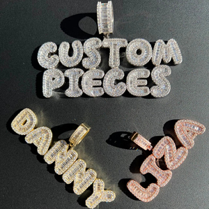 ส่วนบุคคล VVS Moissanite เพชรชุบทอง925สเตอร์ลิงเงินประดับจี้ตัวอักษรฮิปฮอปสุดหรูเครื่องประดับจากแร็ปเปอร์ - Product Image 1