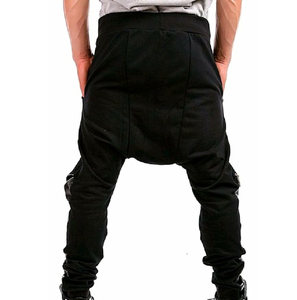 Pantalon décontracté respirant et léger en molleton français avec cordon de serrage, en élasthanne/coton, écologique, à entrejambe tombant pour homme - Product Image 4