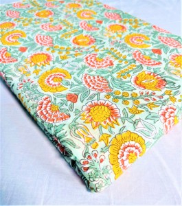 Tissu 100% coton biologique - Imprimé à la main au bloc léger, style indien, pour quilting, confection de robes fantaisie pour femmes et couture de vêtements de sport - Product Image 2