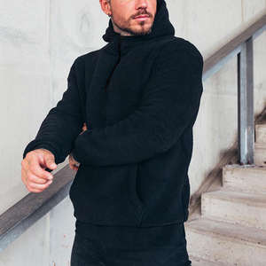 2025 New Autumn Season <b>Men's</b> Casual Plus Size <b>Quarter</b>-<b>Zip</b> Hooded <b>Sweater</b> Double-Sided Velvet Polyester/Cotton Unlined Breathable - Product Image 3