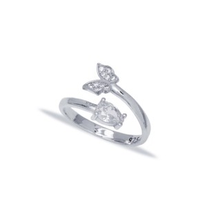 Elegant Romantic Butterfly Design Zirconia Stone Adjustable <b>Ring</b> Turkish Handmade THEIA Brand 925 Sterling Silver Jewelry Party - Product Image 2