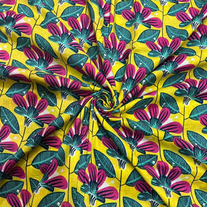 Tela de Algodón Cambray con Estampado de Hojas Amarillas Naturales al por Mayor, 60*60, Tela Estampada para Bolsos Ligeros, Trajes, Ropa Casual, Vestidos - Product Image 1