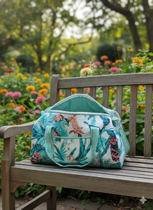 กระเป๋าเดินทางสุดหรูแบบถือสะพายไหล่ผ้าฝ้ายลายควิลท์สีฟ้าอ่อน น้ำหนักเบา เหมาะสำหรับออกกำลังกาย ทริปสุดสัปดาห์ สไตล์โบฮีเมียน พกพาสะดวก มีซิป - Product Image 2