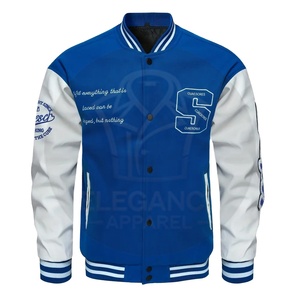 Customizable College Baseball Varsity Jackets Loose Fit Casual Color Block Quote Black White Canvas Fabric Stand Collar OEM/ODM - Product Image 1