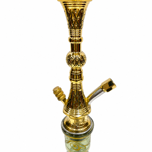 Cachimba Moderna de Lujo Verde y Dorada, Shisha Decorativa Premium con Base de Vidrio Grabado, Juego Completo - Product Image 5