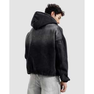 Veste en jean délavée à capuche pour femme, sweat-shirt confortable avec capuche élégante - Product Image 2