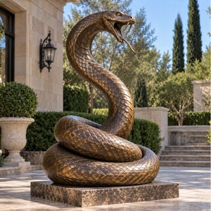 Statua di Serpente in Bronzo, Scultura in Metallo Fuso per Decorazione Esterna del Giardino e Interna della Casa - Product Image 1