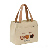 Tas Tote Kanvas Siap Kirim, Tersedia, Tas Makan Siang Beruang Lucu, MOQ Rendah, Tas Wanita, Mendukung Logo Custom, Pengiriman Cepat