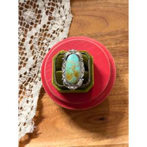 Emerson Degarito Kingman Turquoise & Sterling <b>Silver</b> Gemstone <b>Ring</b> <b>Emerald</b> Cut Handmade Jewelry for Everyday Wear Size 8.5 - Product Image 1