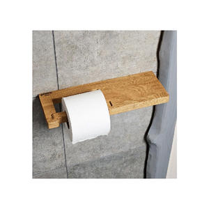 Porte-papier toilette en <span class=keywords><strong>bois</strong></span> avec étagère, porte-rouleau de papier toilette mural, rangement supplémentaire pour papier toilette - Product Image 1