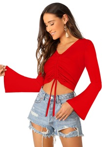 La última camiseta roja exclusiva de moda india, camisetas sin mangas de punto cortas formales cómodas para mujer, ropa regular de Indian Boutique - Product Image 3