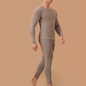 Ensemble de sous-vêtements thermiques de couleur brun clair au meilleur design pour hommes, tissu en coton respirant, col rond, manches longues, combinaison de sous-vêtements longs pour hommes - Product Image 3