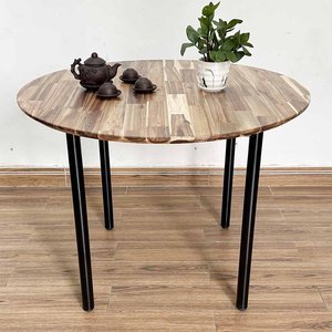 Modern Acacia Wood <b>Round</b> <b>Dining</b> <b>Table</b> (1m) with <b>4</b> Comfortable Cushioned Chairs CBBA108 Design - Product Image 2