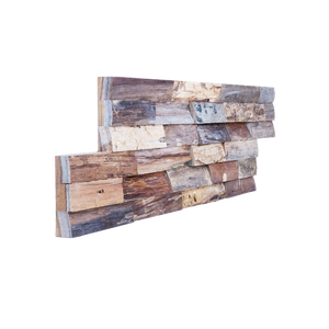 Paneles Acústicos de Madera de Teca Reciclada de Indonesia para Apartamentos, Diseño Geométrico Minimalista, Efecto de Erosión Natural - Product Image 1