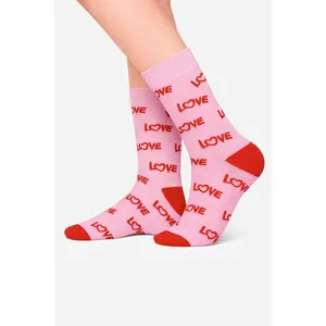 Pink Breathable Knitted <b>Socks</b> Custom Logo Love Print Cute <b>Valentine's</b> Day Themed Design for Girls One Size Fits Daily Use Winter - Product Image 1