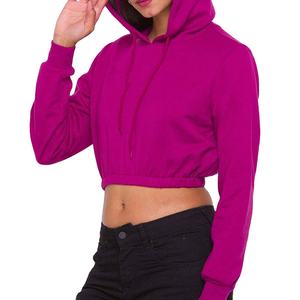 Sudadera con capucha recortada de invierno para mujer, Top corto de punto fino de otoño con técnicas estampadas para niñas - Product Image 3