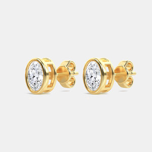 Lab Grown Diamond <b>Stud</b> <b>Earrings</b> Bezel <b>Set</b> Cut 18K Gold for Engagement & Wedding-CVD/HPHT Diamond CVD/HPHT Diamond - Product Image 3