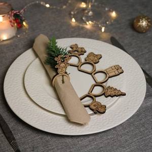 Algunas formas hechas de material de acacia, artículos de mesa de jardín, ajuste de categoría, anillo de rayón para decoración de cena, boda de madera Bohemia - Product Image 2