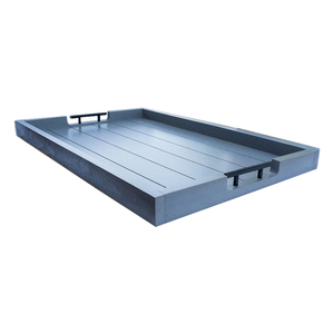 Bandeja para servir de madera MDF de forma Rectangular con asas de metal Bandeja antigua azul de madera para uso en el hogar y restaurantes - Product Image 5