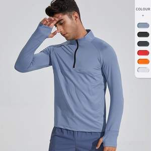 Sudaderas para correr para hombre, manga larga, media cremallera, ropa de fitness para exteriores, Camiseta ajustada de secado rápido, camiseta para hombre, envío DDP - Product Image 2