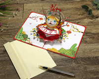 Tarjetas de Año Nuevo Lunar emergentes y tarjetas de felicitación 3D del zodiaco Invitación de diseño personalizado con logotipo del proveedor de Vietnam