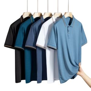 เสื้อโปโลแขนสั้นสำหรับผู้ชาย, เสื้อยืดคอปกสีล้วนผ้าฝ้ายผสมลำลอง - Product Image 2