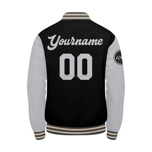 Veste universitaire écologique et personnalisée laine et cuir durables avec col montant et logo brodé sur le devant Modèle MCACVJ26 - Product Image 3