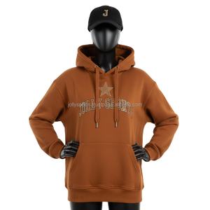 Sweat à capuche pour femme en molleton de coton 320 GSM, marron et plusieurs couleurs, logo personnalisé, design strass, basiques pour femme - Product Image 4